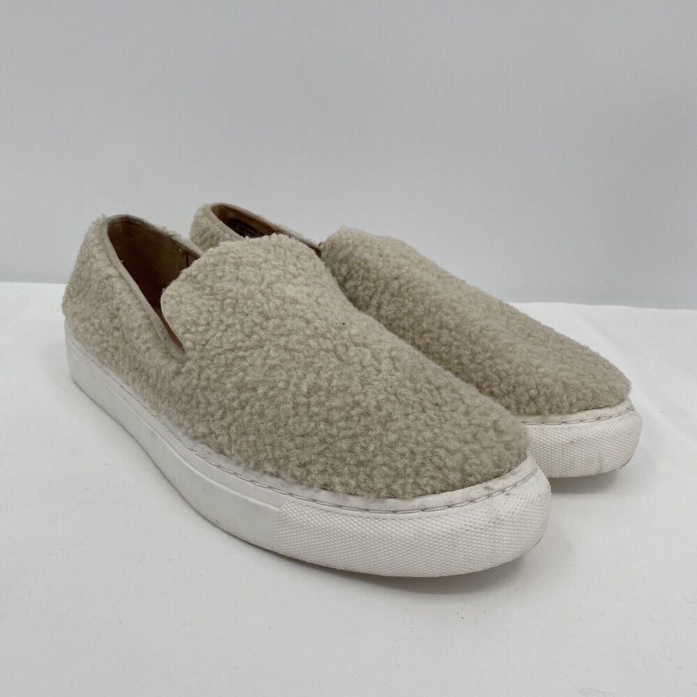 Steven New York Womens Kimbel Faux Shearling Slip-On Sneaker Natural Size 9 M